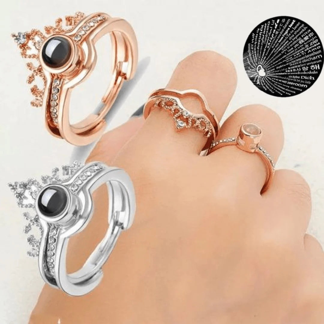 ANILLO PROYECTA FRASE TE AMO EN 100 IDIOMAS