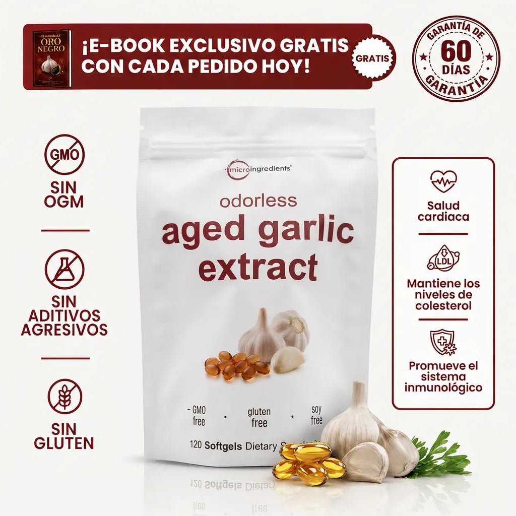 Microingredients® Ajo Envejecido 24 Meses - Baja y Estabiliza Tu Presión Naturalmente