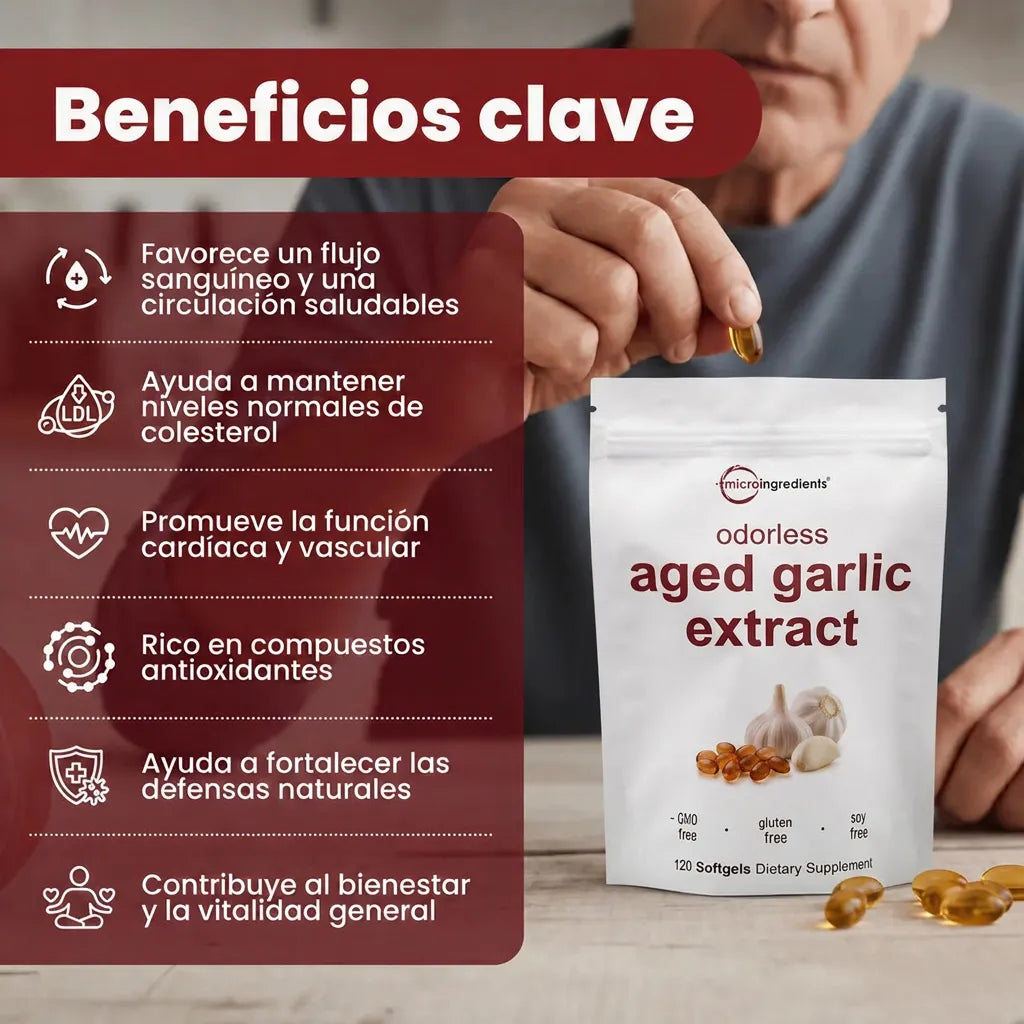Microingredients® Ajo Envejecido 24 Meses - Baja y Estabiliza Tu Presión Naturalmente