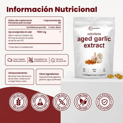Microingredients® Ajo Envejecido 24 Meses - Baja y Estabiliza Tu Presión Naturalmente