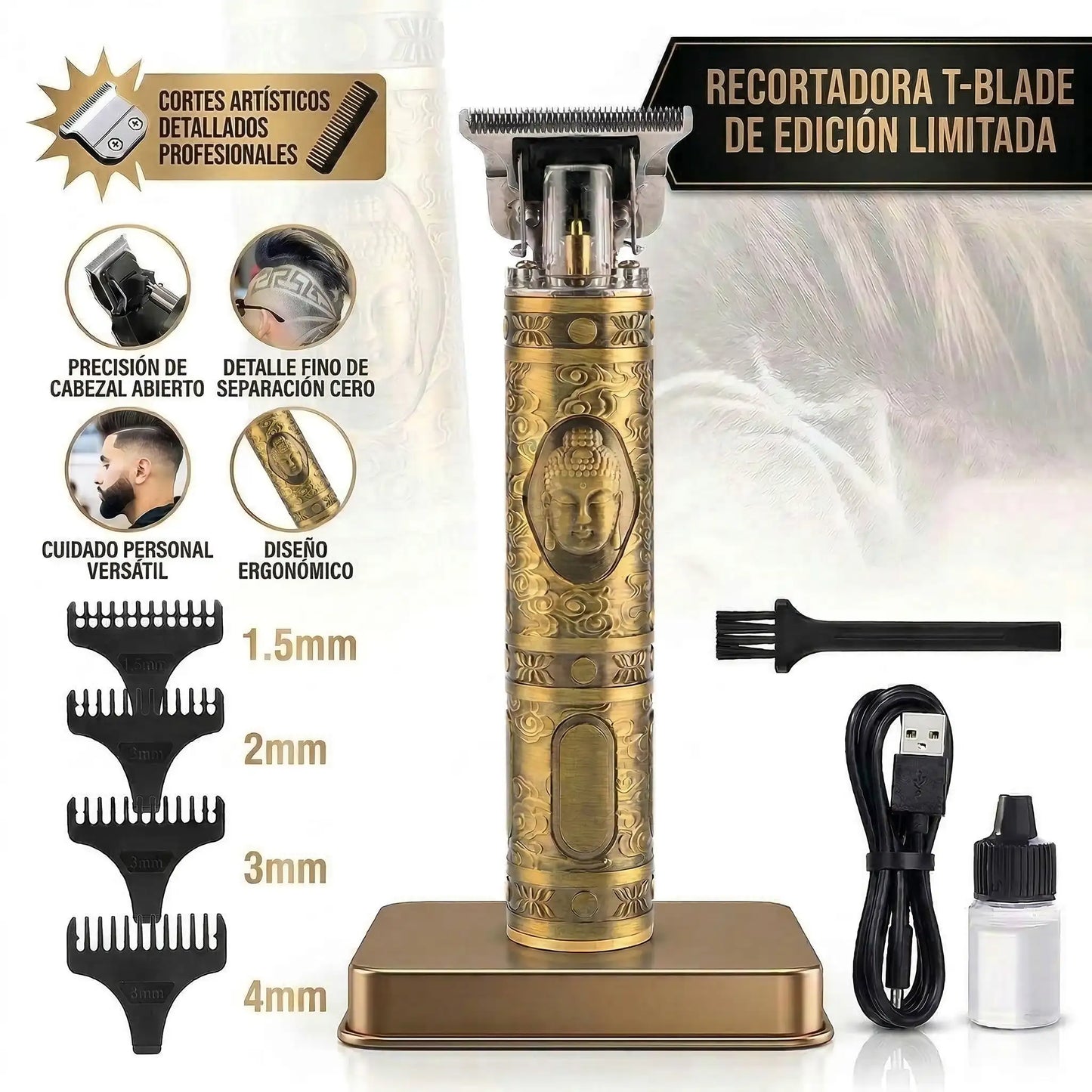 Patillera Profesional Buda® Corte Preciso para Barba, Bigote, Patillas y Cabello
