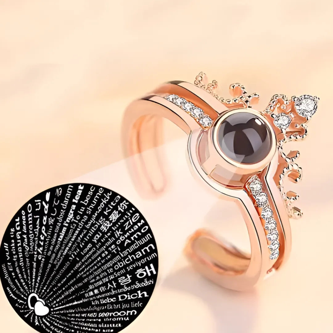 ANILLO PROYECTA FRASE TE AMO EN 100 IDIOMAS