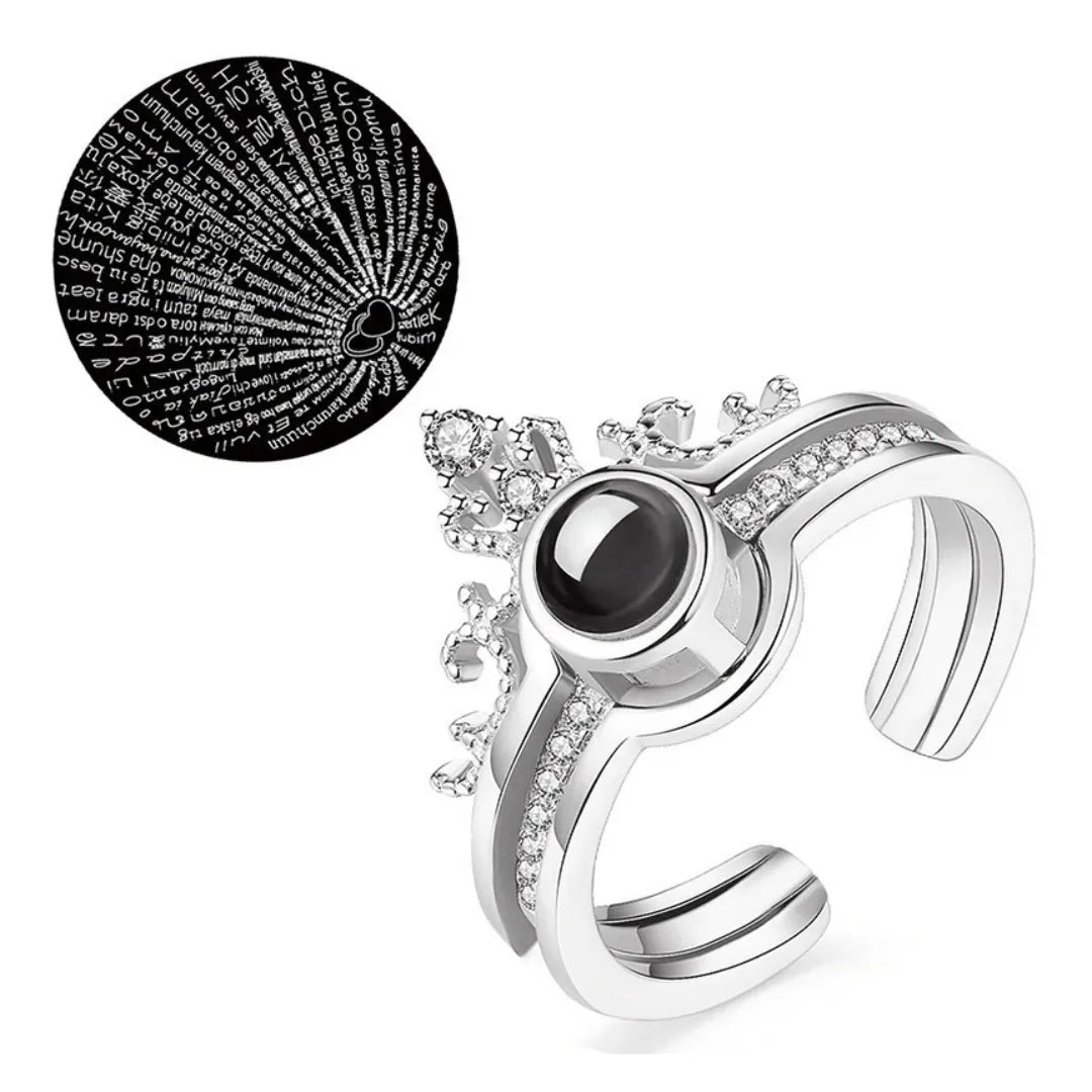 ANILLO PROYECTA FRASE TE AMO EN 100 IDIOMAS