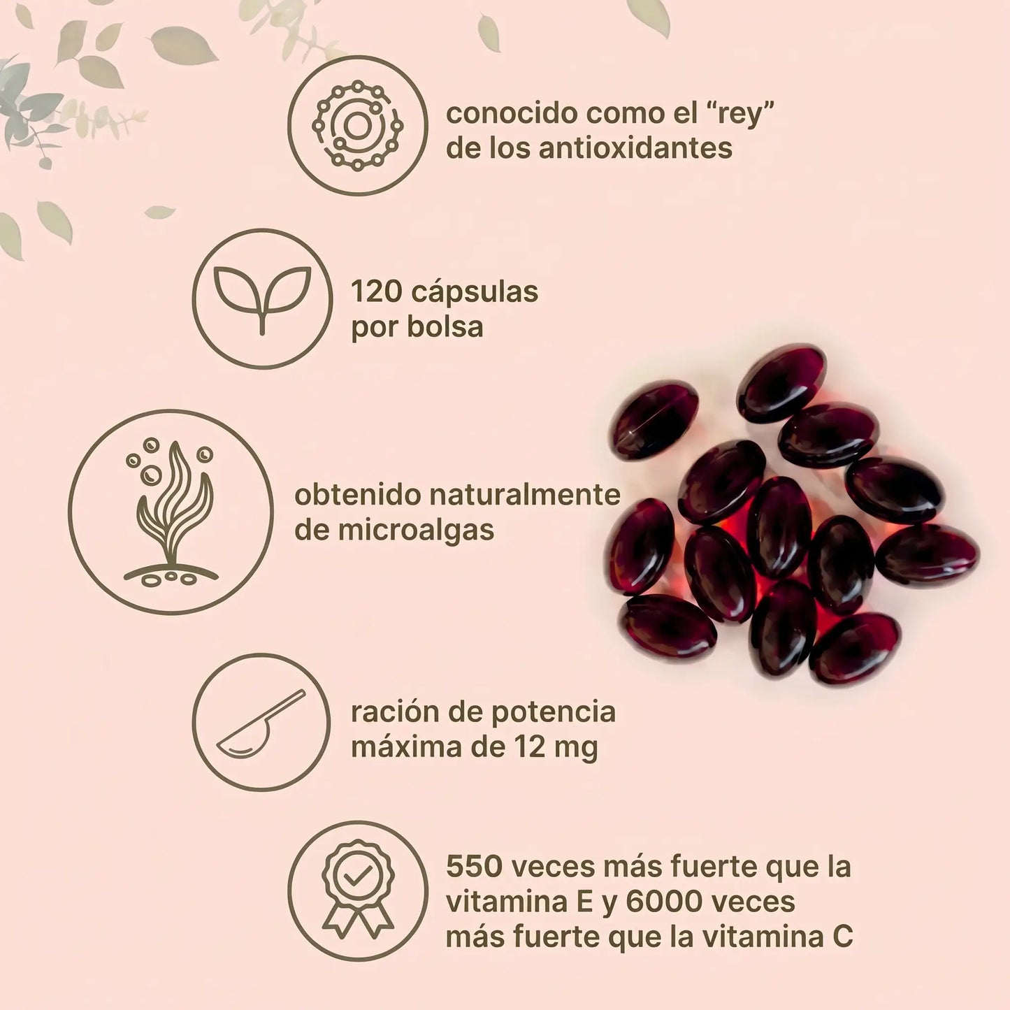 Astaxanthin® 12mg de Antioxidante Diario Para Una Piel Más Luminosa, Saludable & Protegida